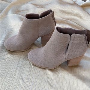Beige suede low cut boots